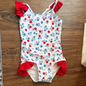Kids Floral One Piece Swimsuit with Ruffle Straps